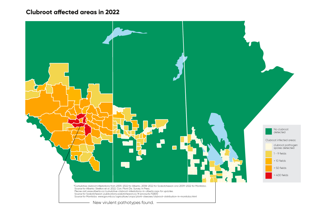 2022 clubroot affected areas